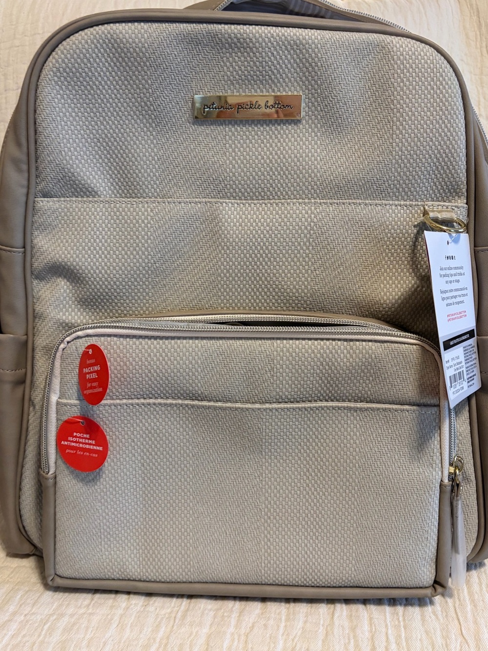 petunia pickle bottom Beige Textured Backpack